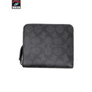 コンパクトウォレット COACH シグネチャー チャコール 二つ折り財布