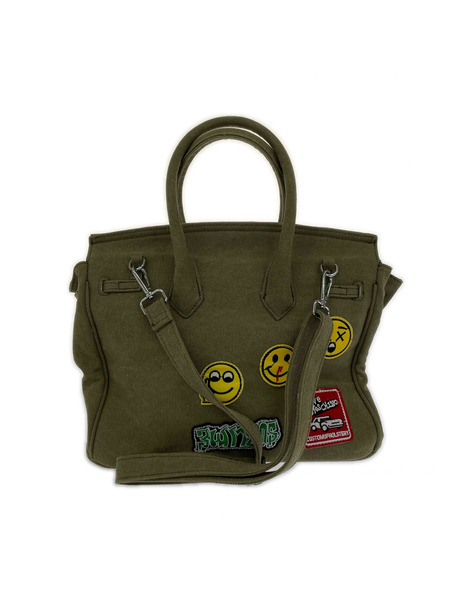 ハンドバッグ micalle micalle ワッペン カーキ