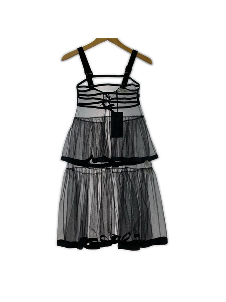 MAISON SPECIAL ノースリーブワンピース ザラ blk フリルチュールオーバーワンピース