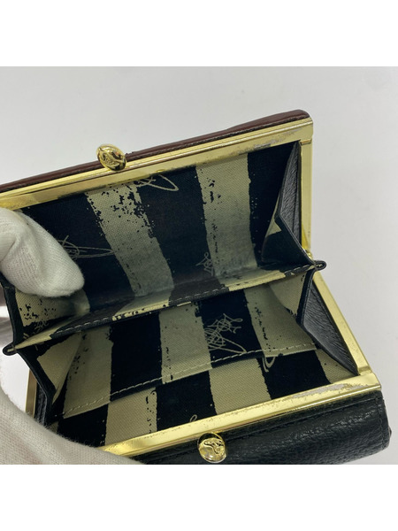 Vivienne Westwood コンパクトウォレット レザー 三ツ折リ ガマ口 財布 BLK