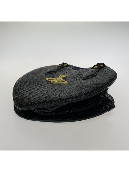 Vivienne Westwood クロコ オーブ ハート型 ハンドバッグ ブラック[値下]