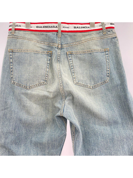 メンズラグ衣料 Balenciaga ウエストロゴダメージデニム