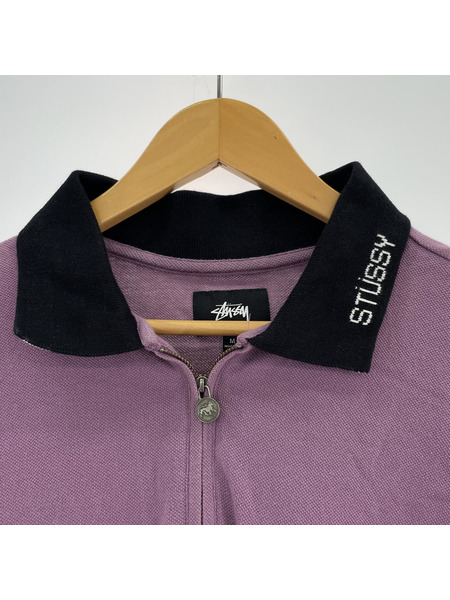 STUSSY Lion Zip L/S Polo ハーフジップポロ sizeM[値下]