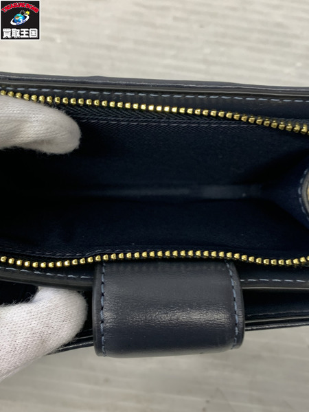 コンパクトウォレット COACH シグネチャー コンパクト二つ折りウォレット 紺 グレー