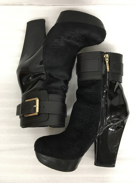 Dior　靴 ハラコ×パテント/サイドジップヒールブーツ/36D