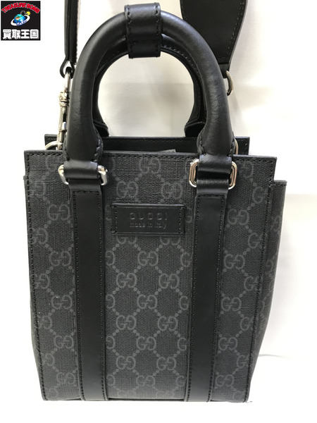 GUCCI GGスプリーム ミニ トート バッグ 2WAY ショルダーバッグ ブラック 696010 グッチ