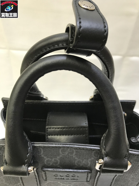 GUCCI GGスプリーム ミニ トート バッグ 2WAY ショルダーバッグ ブラック 696010 グッチ