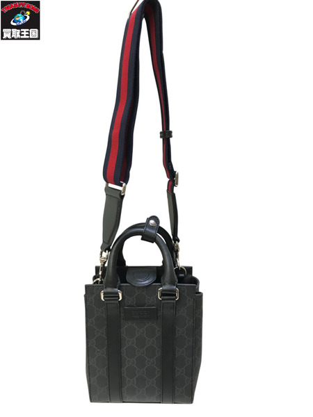GUCCI GGスプリーム ミニ トート バッグ 2WAY ショルダーバッグ ブラック 696010 グッチ