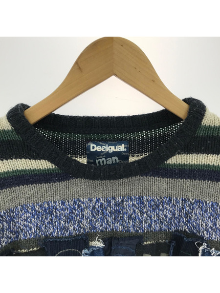Desigual ニット・セーター ボーダーロゴニット M
