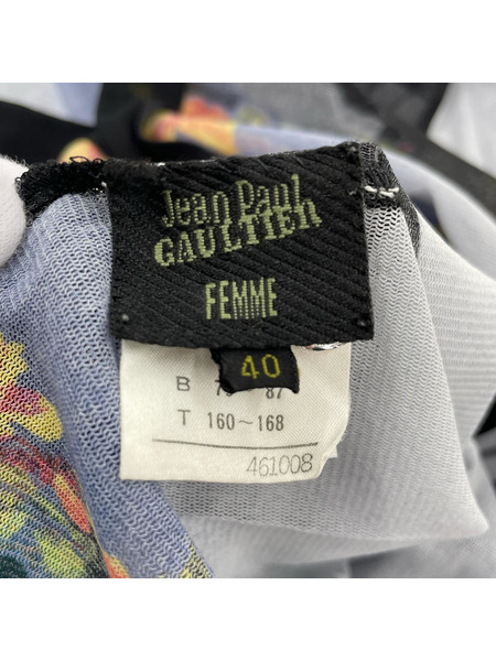 JEAN PAUL GAULTIER FEMME ソノ他 フローラルシアーシャツ 40 ネイビー