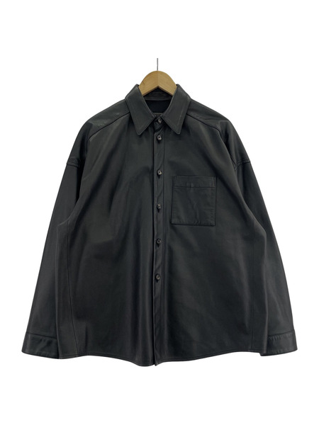 MARNI 20AW ラムレザーレギュラーカラーシャツ ブラック 46 MARNI 20AW ラムレザーレギュラーカラーシャツ ブラック 46 MARNI 20AW