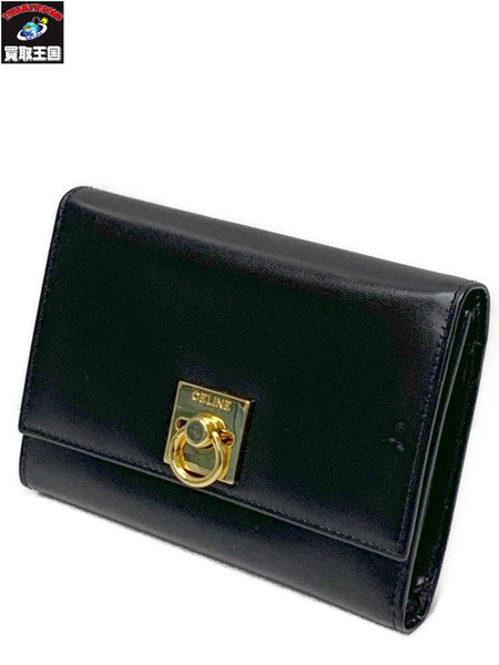 CELINE オールドセリーヌ　ガンチーニ 3つ折り財布 BLK 本体のみ セリーヌ OLD CELINE 財布 コンパクトウォレット がま口
