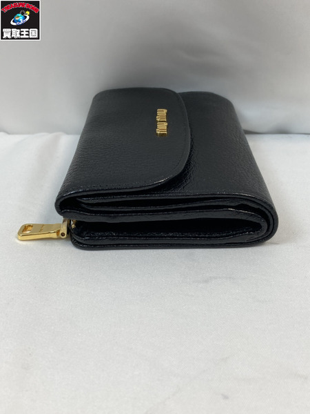 MIU MIU ミュウミュウ 5M1225 コンパクトウォレット 三つ折り財布 おりたたみ財布 サイフ ブラック レザー NERO 
