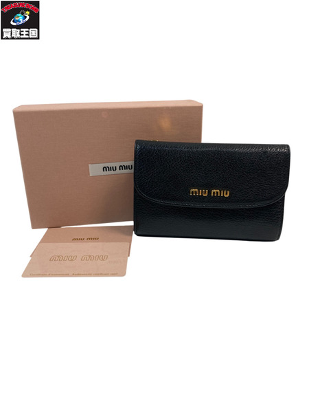 MIU MIU ミュウミュウ 5M1225 コンパクトウォレット 三つ折り財布 おりたたみ財布 サイフ ブラック レザー NERO 