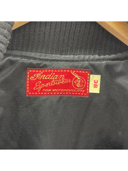INDIAN MOTORCYCLE ジャケット 袖レザースタジャン ブラック 38