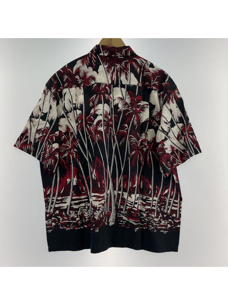 COOTIE 20SS Palm Tree Open-Neck パームツリー アロハシャツ M 黒×赤