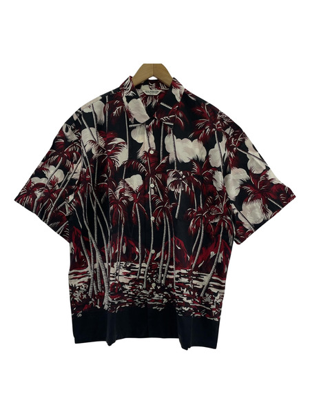 COOTIE 20SS Palm Tree Open-Neck パームツリー アロハシャツ M 黒×赤
