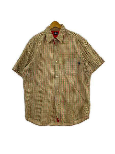 STUSSY 半袖シャツ 90s/チェック/イエロー/L
