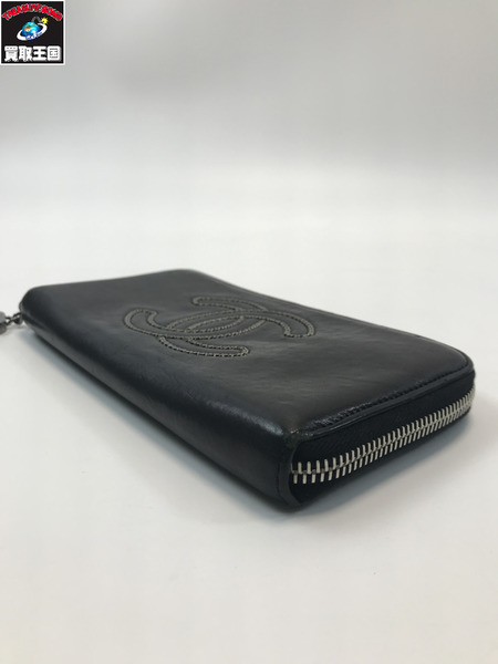 CHANEL シャネル ラウンドジップ ウォレット 長財布 レザー ココマーク ブラック