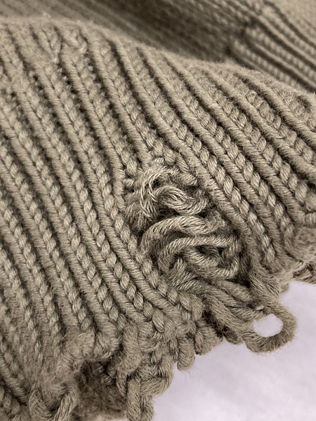 20AW クラッシュ加工 クルーネックニット カーキ (S)