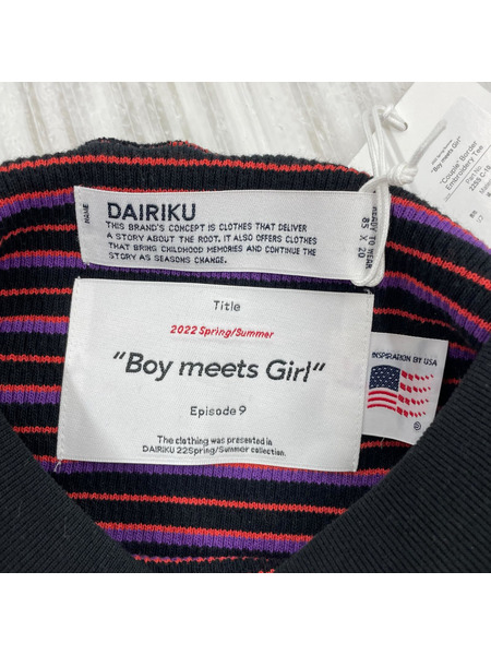 DAIRIKU  Couple Border Embroidery Tee F  ボーダー 22SS C-10