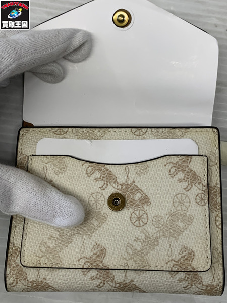 コンパクトウォレット COACH ホースプリント 二つ折り ウィンスモール ポケット 財布[値下]