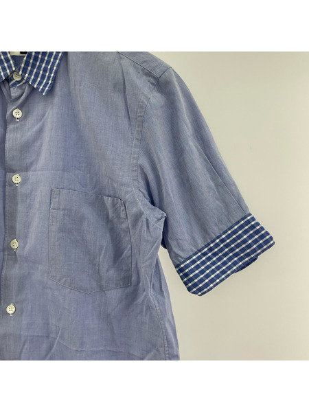 COMME des GARCONS HOMME PLUS 切替S/Sブロードシャツ S ブルー
