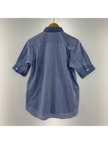 COMME des GARCONS HOMME PLUS 切替S/Sブロードシャツ S ブルー