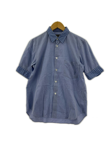 COMME des GARCONS HOMME PLUS 切替S/Sブロードシャツ S ブルー