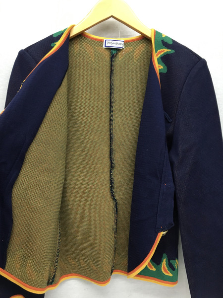 レディースラグ衣料 Yves Saint Laurent OLDニットカーデ、ネイビー