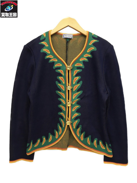 レディースラグ衣料 Yves Saint Laurent OLDニットカーデ、ネイビー