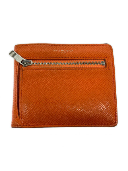 コンパクトウォレット pelle morbida 二ツ折リ財布 オレンジ