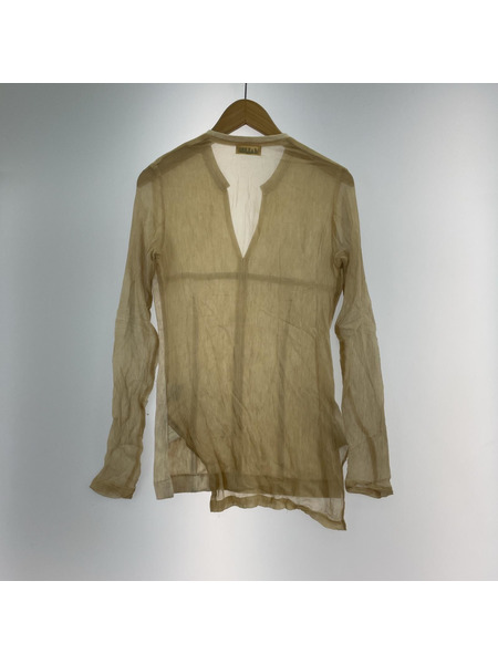 長袖Tシャツ・カットソー MALION シアー切リ替エトップス ベージュ