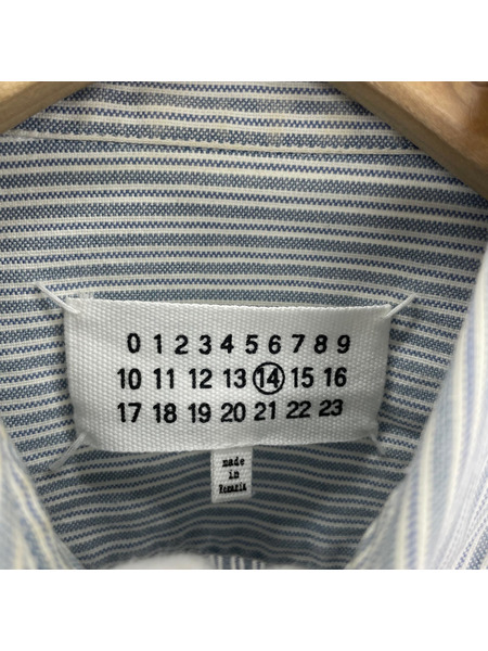 MAISON MARGIELA 長袖シャツ 17SS L/S ストライプシャツ 青 (39)