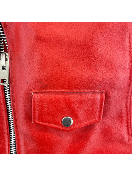 OLD・VINTAGE ライダース IK LEATHER Wライダースジャケット (36) アカ