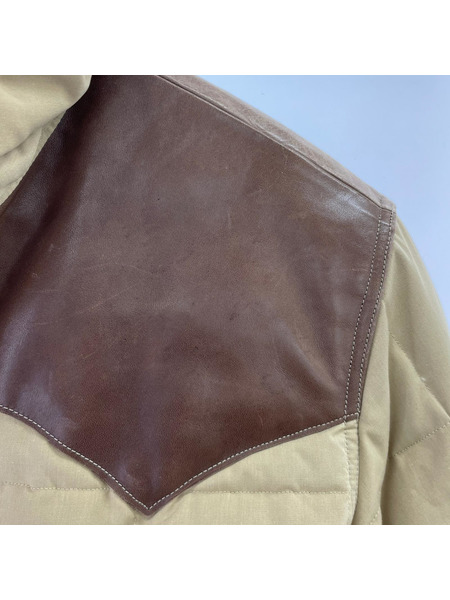 SUGAR CANE レザーヨーク ダウンジャケット ベージュ