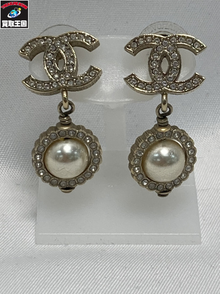CHANEL ココマーク ラインストーン パール ピアス シャネル ゴールド