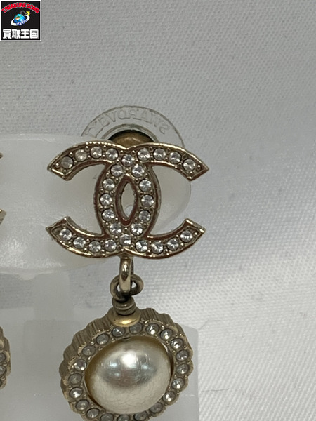 CHANEL ココマーク ラインストーン パール ピアス シャネル ゴールド