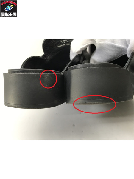 PRADA ブラッシュドレザーミュールサボ 黒(35 1/2)