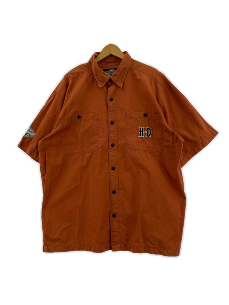 Harley-Davidson 半袖シャツ ワークシャツ オレンジ (XL)
