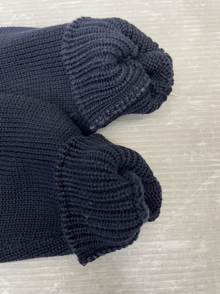 PRADA フロントかぎ編み クルーネックコットンニット 48 ネイビー