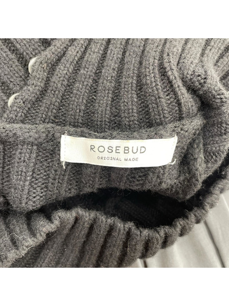 ROSE BUD 長袖ワンピース ニット切替サイドリボンワンピース[値下]