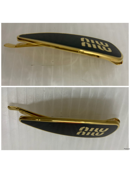ミュウミュウ miumiu エナメルメタル ヘアクリップ ロゴ