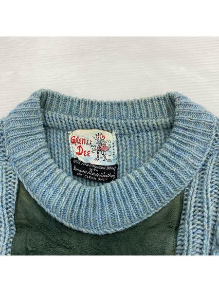 OLD・VINTAGE ニット・セーター 60s/ケーブルニット/レザー切リ替エ