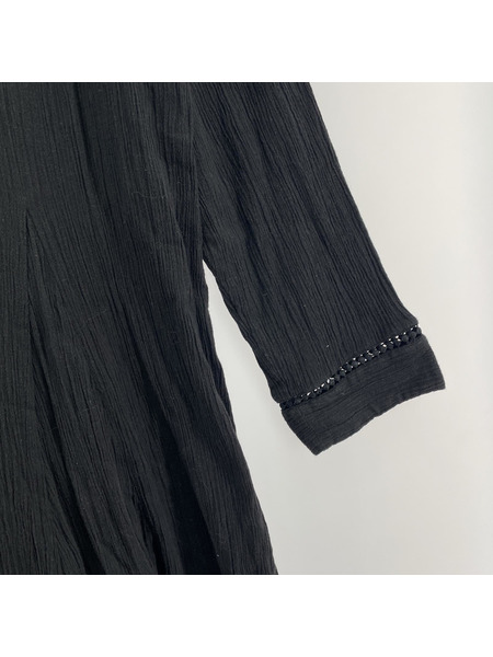 NE QUITTEZ PAS!　Cotton Gauze Leaf Embroidery Panel Dress　M