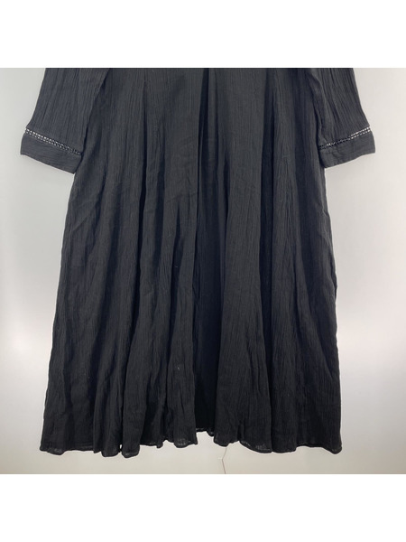 NE QUITTEZ PAS!　Cotton Gauze Leaf Embroidery Panel Dress　M