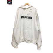Balenciaga　21SS Caps Destroyed Hoodie (XS) ホワイト