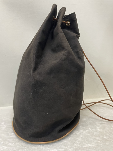 HERMES 巾着 キャンバスショルダーバッグ ブラウン 