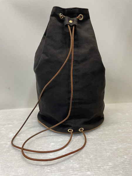 HERMES 巾着 キャンバスショルダーバッグ ブラウン 