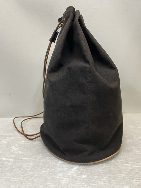 HERMES 巾着 キャンバスショルダーバッグ ブラウン 